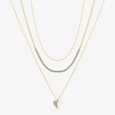 Sparkle Allure 3-pc. Cubic Zirconia 10K Gold Over Brass 16 Inch Cable Heart Necklace Set