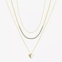 Sparkle Allure 3-pc. Cubic Zirconia 10K Gold Over Brass 16 Inch Cable Heart Necklace Set