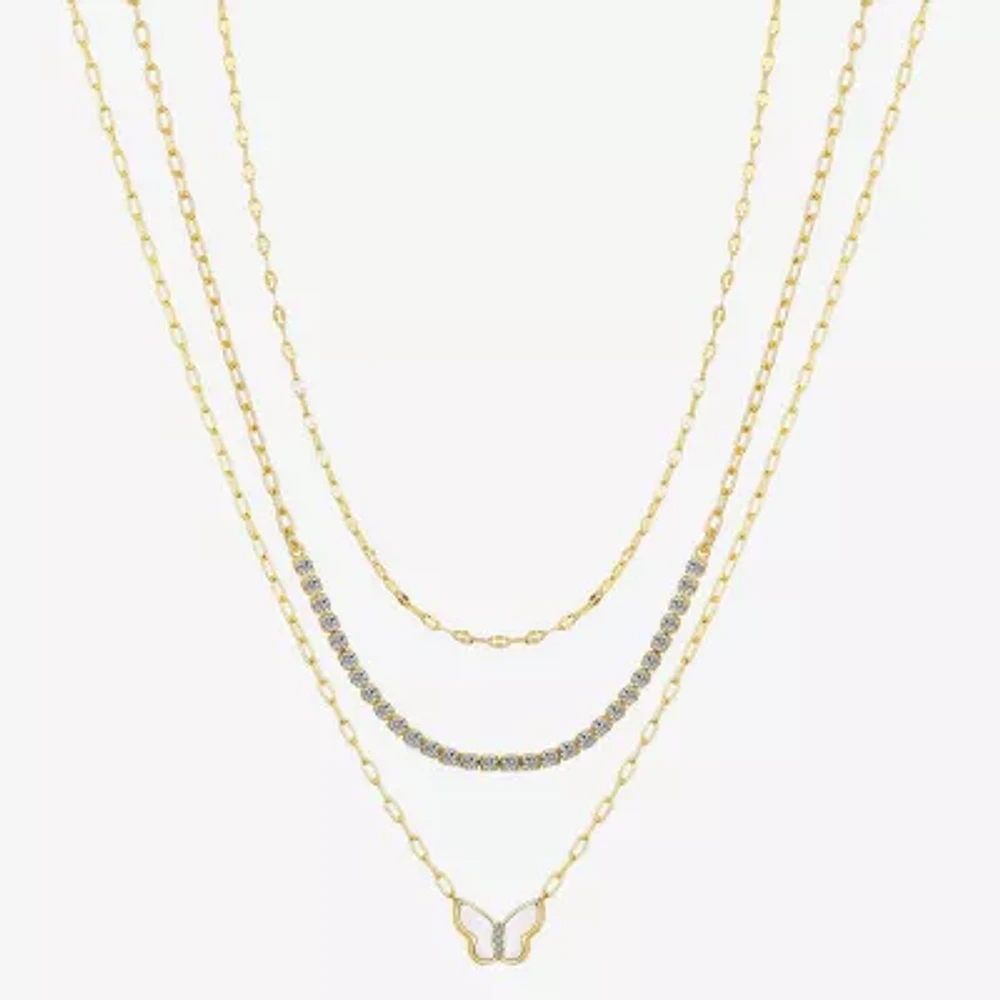 Sparkle Allure 3-pc. Cubic Zirconia 10K Gold Over Brass 16 Inch Cable Butterfly Necklace Set