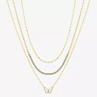 Sparkle Allure 3-pc. Cubic Zirconia 10K Gold Over Brass 16 Inch Cable Butterfly Necklace Set