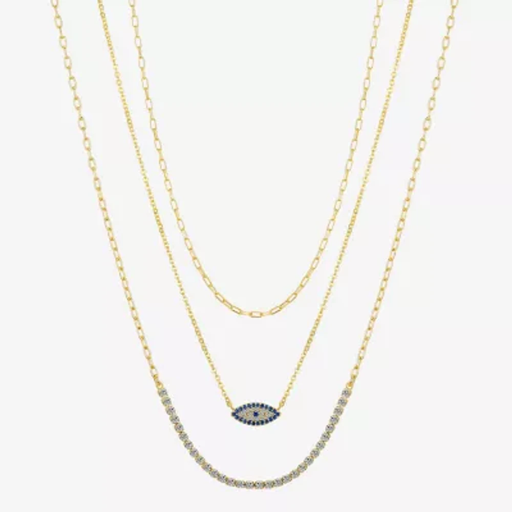 Sparkle Allure 3-pc. Cubic Zirconia 10K Gold Over Brass 16 Inch Cable Evil Eye Necklace Set