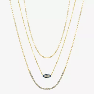 Sparkle Allure 3-pc. Cubic Zirconia 10K Gold Over Brass 16 Inch Cable Evil Eye Necklace Set