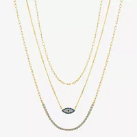 Sparkle Allure 3-pc. Cubic Zirconia 10K Gold Over Brass 16 Inch Cable Evil Eye Necklace Set