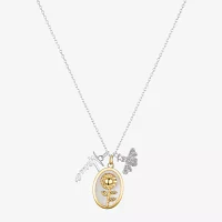 Footnotes Mama Mother Of Pearl 10K Gold Over Brass Pure Silver Over Brass 16 Inch Cable Flower Pendant Necklace