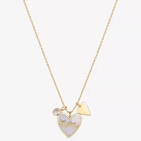 Footnotes Mom Mother Of Pearl 10K Gold Over Brass 16 Inch Cable Heart Pendant Necklace