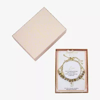 Footnotes Cubic Zirconia 10K Gold Over Brass Box Cross Bolo Bracelet