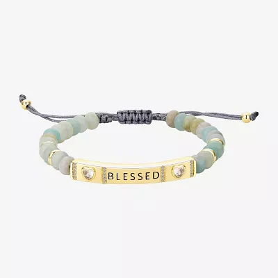 Footnotes Blessed Cubic Zirconia 10K Gold Over Brass Heart Bolo Bracelet