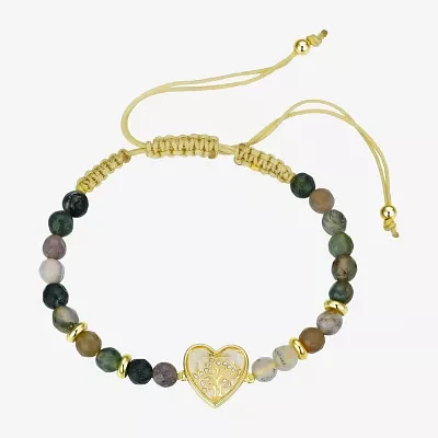 Footnotes Crystal 10K Gold Over Brass Heart Bolo Bracelet