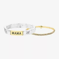 Footnotes Mama 2-pc. Crystal 10K Gold Over Brass Pure Silver Over Brass Butterfly Heart Bracelet Set