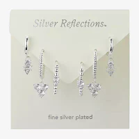 Silver Reflections 3 Pair Cubic Zirconia 10K Gold Over Brass Earring Set