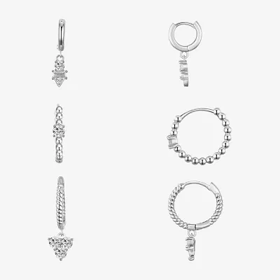 Silver Reflections 3 Pair Cubic Zirconia Earring Set