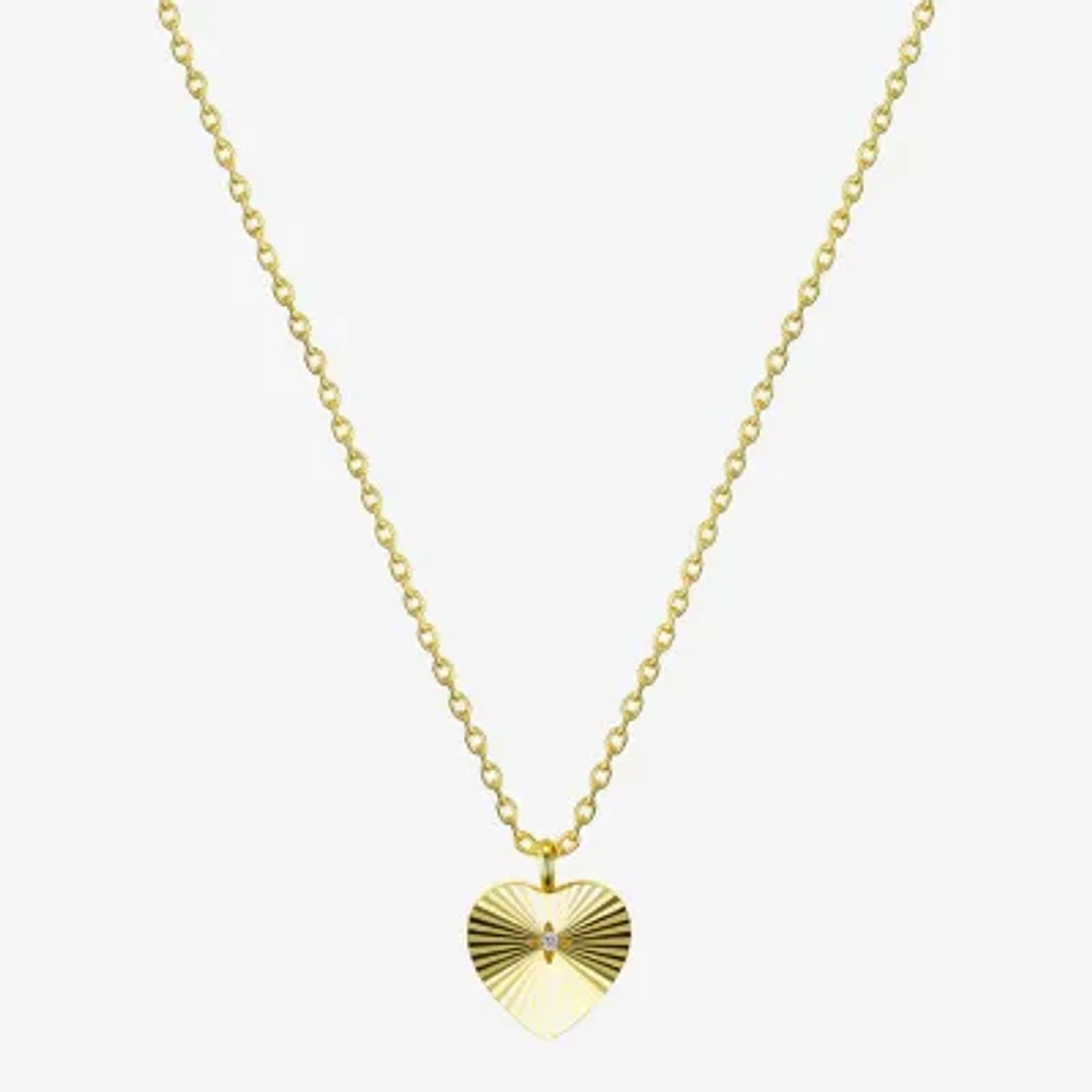 Sparkle Allure Diamond 14K Gold Over Brass 16 Inch Cable Heart Pendant Necklace