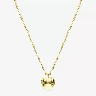 Sparkle Allure Diamond 14K Gold Over Brass 16 Inch Cable Heart Pendant Necklace