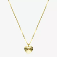 Sparkle Allure Diamond 14K Gold Over Brass 16 Inch Cable Heart Pendant Necklace