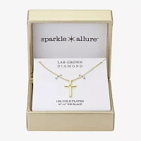 Sparkle Allure Diamond 14K Gold Over Brass 16 Inch Cable Cross Pendant Necklace