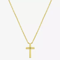 Sparkle Allure Diamond 14K Gold Over Brass 16 Inch Cable Cross Pendant Necklace