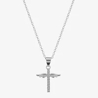 Sparkle Allure Womens Sapphire Pure Silver Over Brass Cross Pendant Necklaces