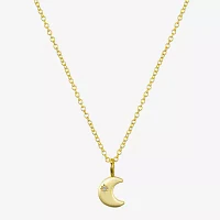 Sparkle Allure Diamond 14K Gold Over Brass 16 Inch Cable Moon Pendant Necklace