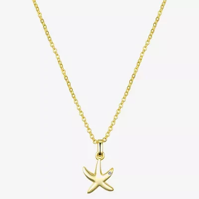 Sparkle Allure Starfish Diamond 14K Gold Over Brass 16 Inch Cable Pendant Necklace