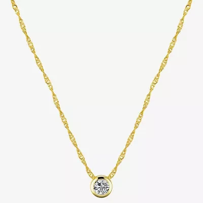 Sparkle Allure Sapphire 14K Gold Over Brass 16 Inch Cable Round Pendant Necklace