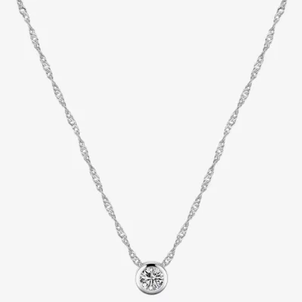 Sparkle Allure Sapphire Pure Silver Over Brass 16 Inch Cable Round Pendant Necklace