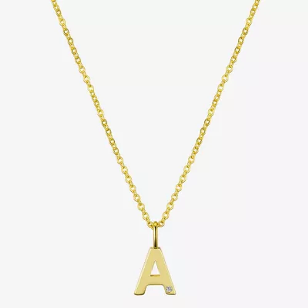 Sparkle Allure Initial Diamond 14K Gold Over Brass 16 Inch Cable Pendant Necklace