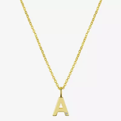 Sparkle Allure Initial Diamond 14K Gold Over Brass 16 Inch Cable Pendant Necklace