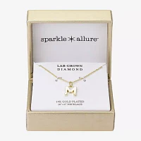 Sparkle Allure Initial Womens Diamond 14K Gold Over Brass Pendant Necklaces