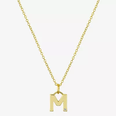 Sparkle Allure Initial Womens Diamond 14K Gold Over Brass Pendant Necklaces