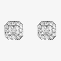 Monet Jewelry Timeless Silver Tone Cubic Zirconia 11mm Square Stud Earrings