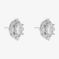 Monet Jewelry Timeless Silver Tone Cubic Zirconia 15mm Oval Stud Earrings