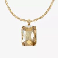 Monet Jewelry Gold Tone Womens Brown Glass Rectangular 17 Inch Pendant Necklace