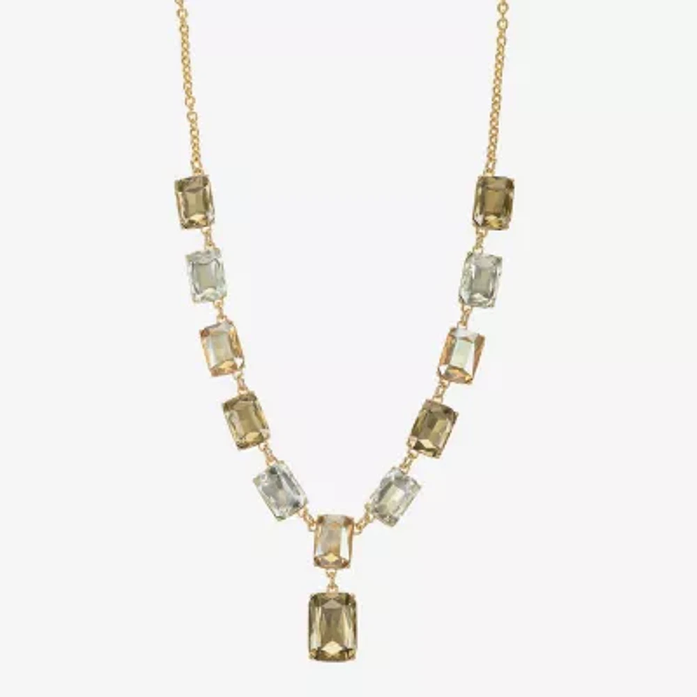 Monet Jewelry Gold Tone Womens Brown Glass 18 Inch Y Necklace