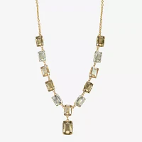 Monet Jewelry Gold Tone Womens Brown Glass 18 Inch Y Necklace