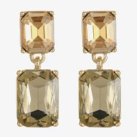 Monet Jewelry Gold Tone Womens Brown Glass Rectangular Hypoallergenic Drop Earrings