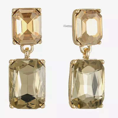 Monet Jewelry Gold Tone Womens Brown Glass Rectangular Hypoallergenic Drop Earrings