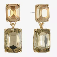 Monet Jewelry Gold Tone Womens Brown Glass Rectangular Hypoallergenic Drop Earrings