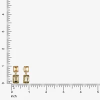 Monet Jewelry Gold Tone Womens Brown Glass Rectangular Hypoallergenic Drop Earrings