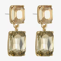 Monet Jewelry Gold Tone Womens Brown Glass Rectangular Hypoallergenic Drop Earrings