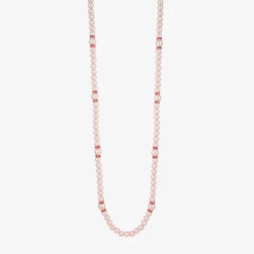 Monet Jewelry Gold Tone & Pink Womens Glass 36 Inch Strand Necklace