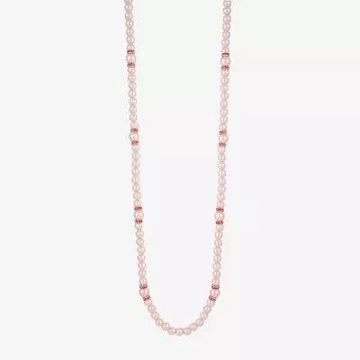 Monet Jewelry Gold Tone & Pink Womens Glass 36 Inch Strand Necklace