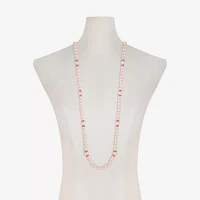 Monet Jewelry Gold Tone & Pink Womens Glass 36 Inch Strand Necklace