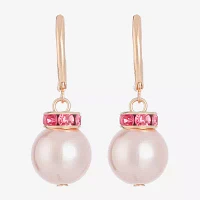Monet Jewelry Gold Tone & Pink Womens Glass Simulated Pearl Drop Earrings