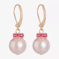 Monet Jewelry Gold Tone & Pink Womens Glass Simulated Pearl Drop Earrings