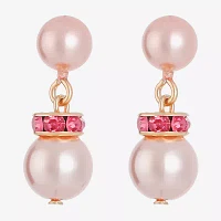 Monet Jewelry Gold Tone & Pink Womens Glass Simulated Pearl Hypoallergenic Drop Earrings