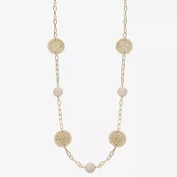 Liz Claiborne Gold Tone Raffia Womens 36 Inch Strand Necklace