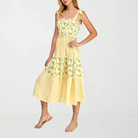 City Triangle Womens Midi Fit + Flare Dress Juniors
