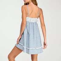City Triangle Womens Sleeveless Striped Babydoll Dress Juniors