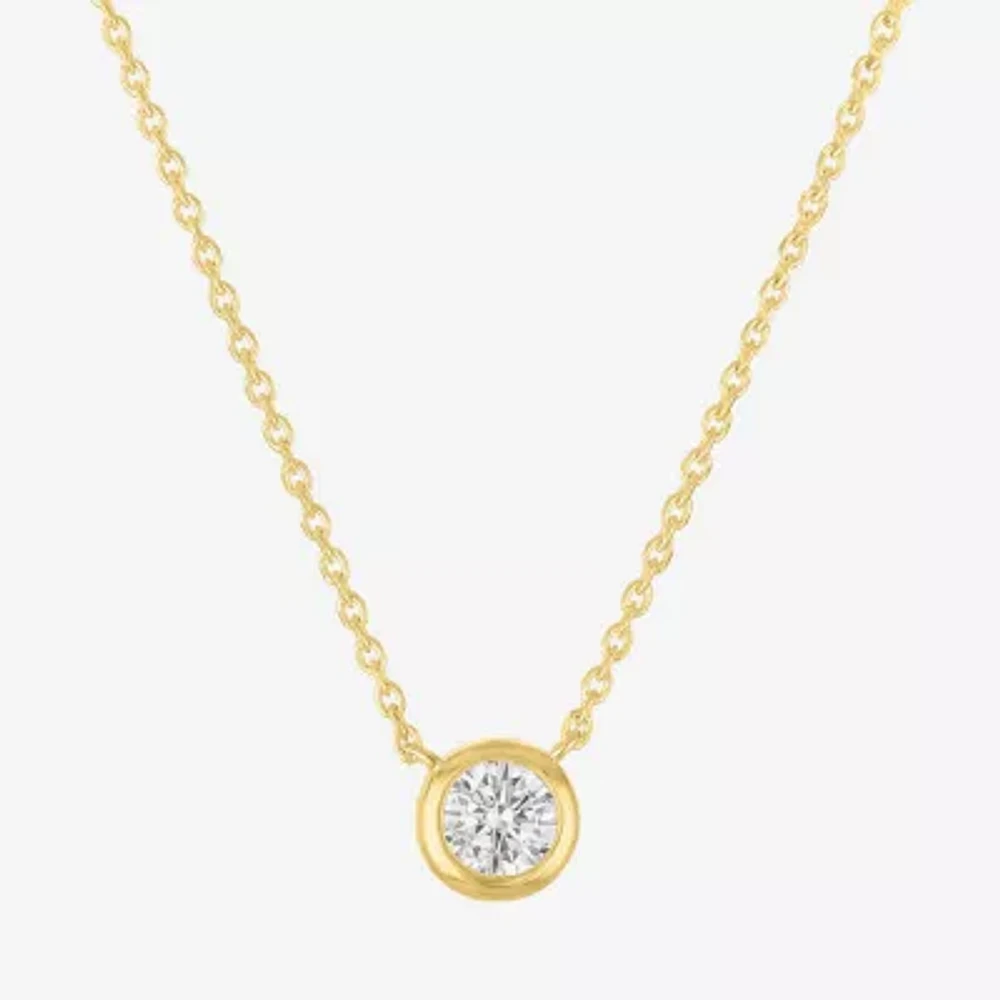 Diamond Addiction (G-H / I1-I2) Womens 1/3 CT. T.W. Lab Grown White Diamond 10K Gold Round Pendant Necklace