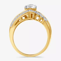 (G, Si1-Si2) Womens 2 CT. T.W. Lab Grown White Diamond 10K Gold Marquise Side Stone Cocktail Ring